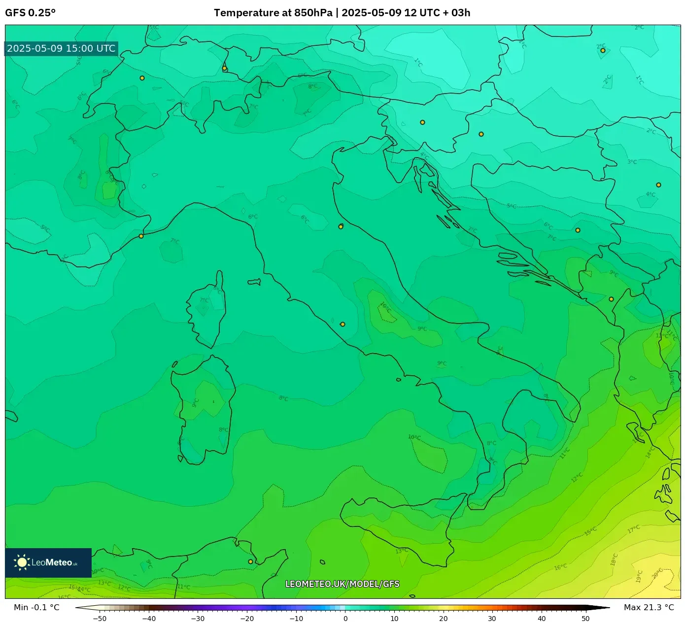 GFS - Italy, Temperature at 850hPa GFS - Italy, Temperature at 850hPa