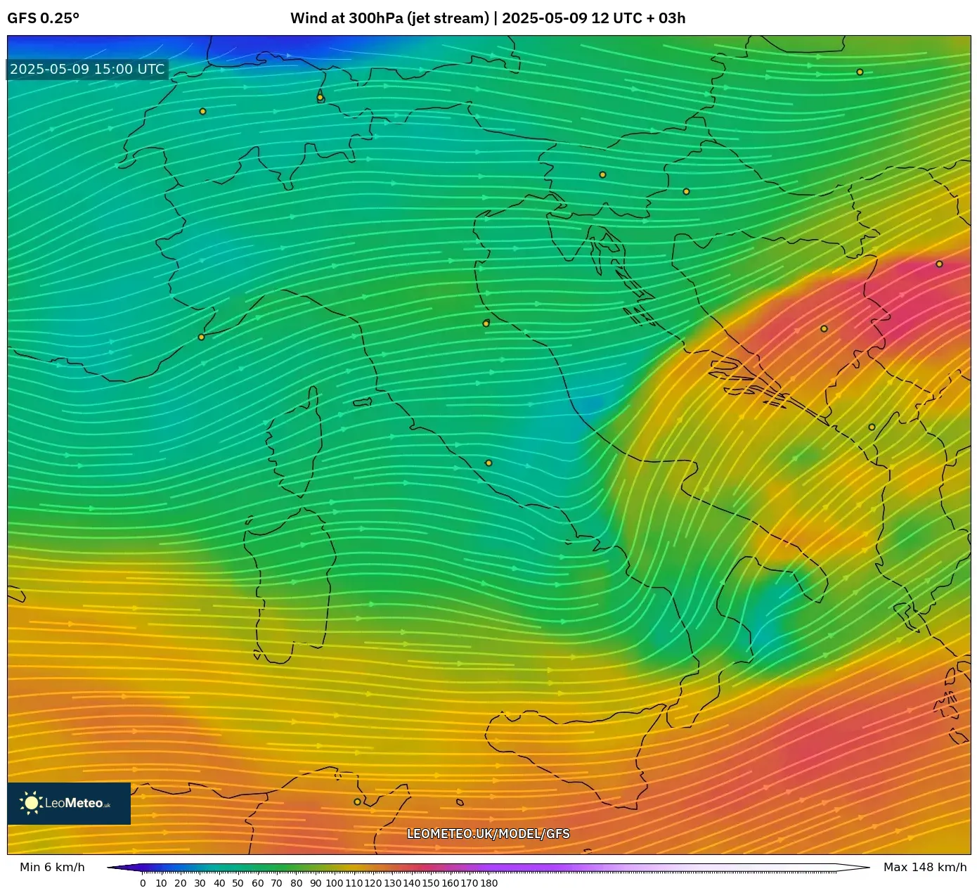 GFS - Italy, Wind at 300hPa (jet stream) GFS - Italy, Wind at 300hPa (jet stream)
