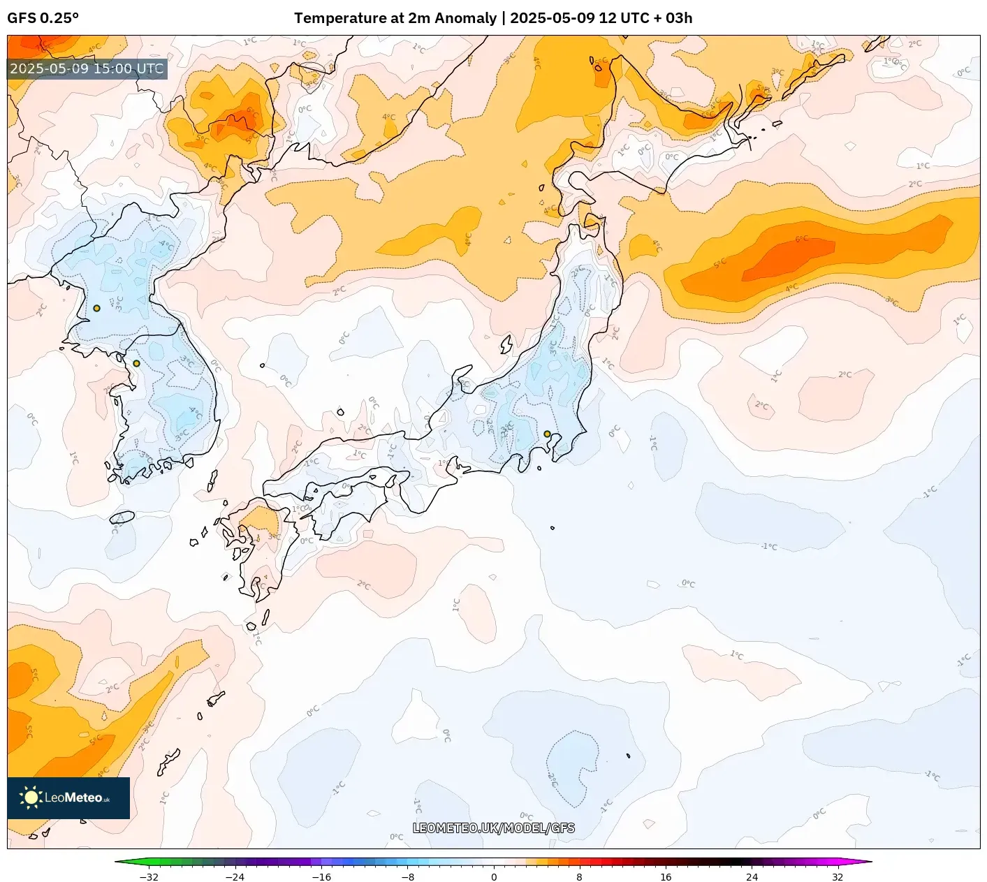 GFS - Japan, Temperature at 2m Anomaly GFS - Japan, Temperature at 2m Anomaly