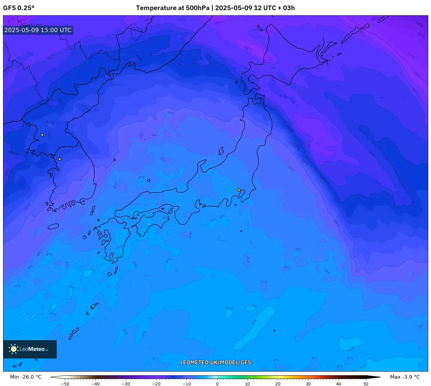GFS - Japan, Temperature at 500hPa GFS - Japan, Temperature at 500hPa
