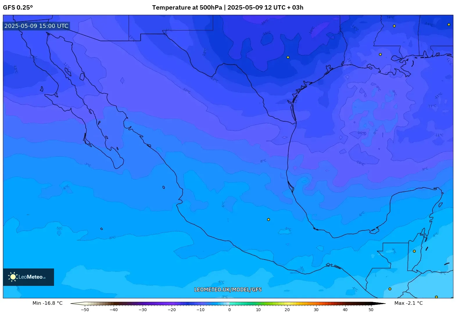 GFS - Mexico, Temperature at 500hPa GFS - Mexico, Temperature at 500hPa