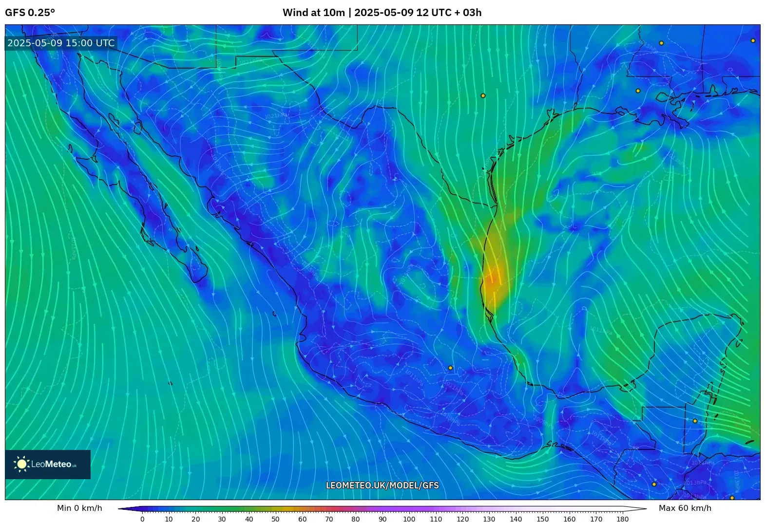 GFS - Mexico, Wind at 10m GFS - Mexico, Wind at 10m