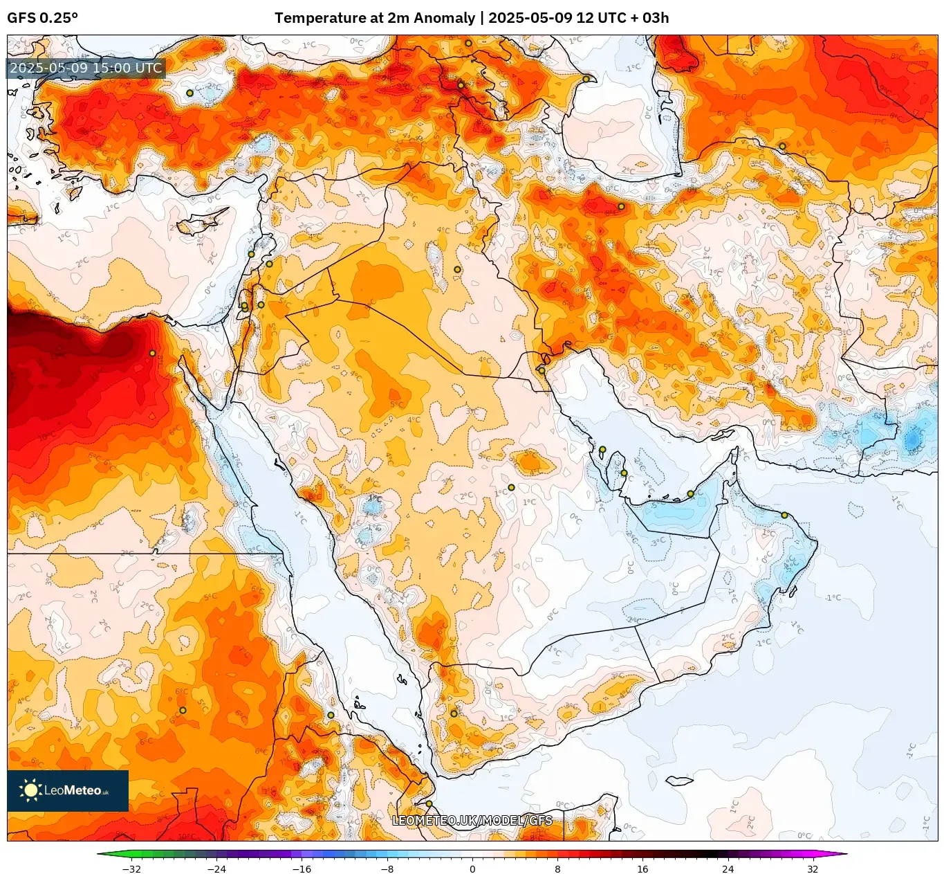 GFS - Middle East, Temperature at 2m Anomaly GFS - Middle East, Temperature at 2m Anomaly