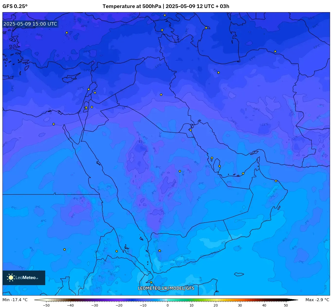 GFS - Middle East, Temperature at 500hPa GFS - Middle East, Temperature at 500hPa