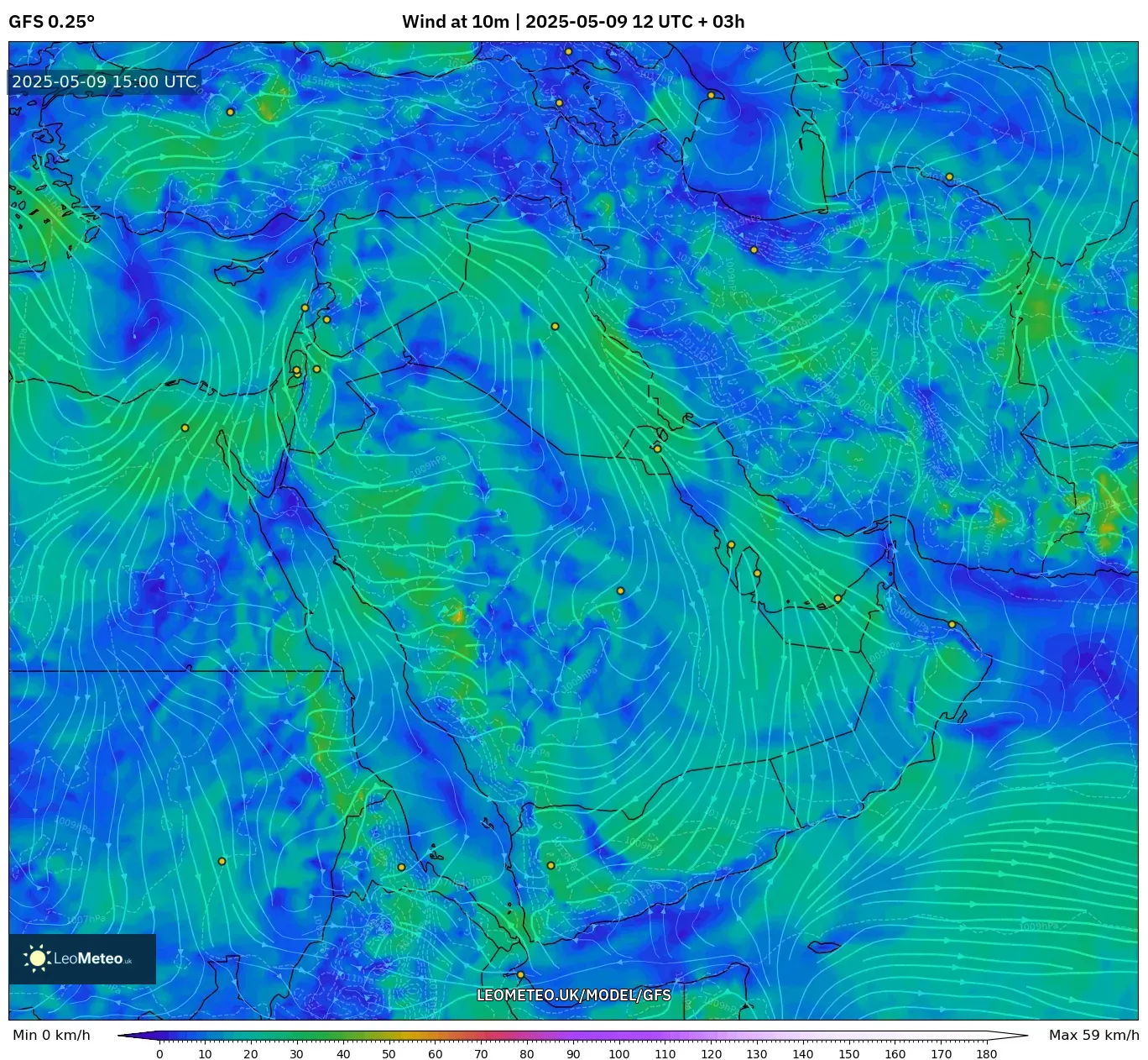 GFS - Middle East, Wind at 10m GFS - Middle East, Wind at 10m