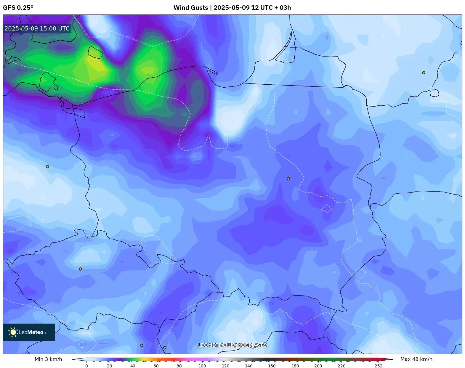 GFS - Poland, Wind Gusts GFS - Poland, Wind Gusts