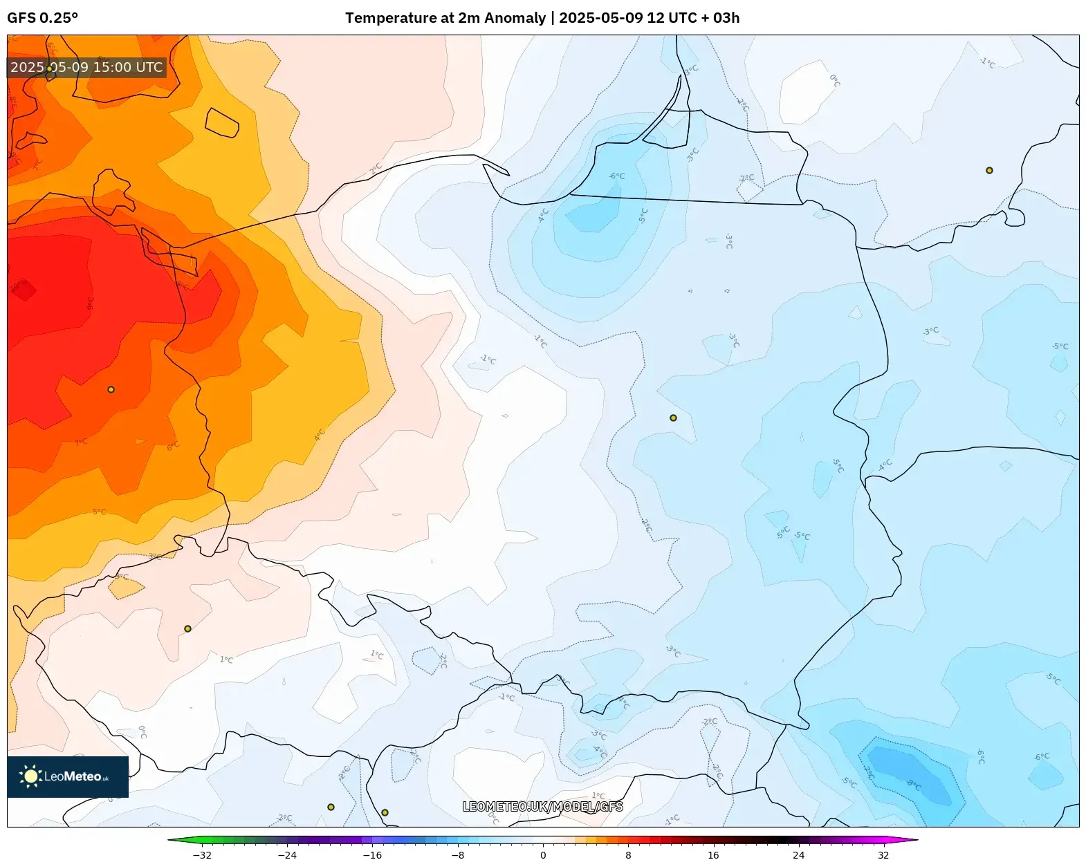 GFS - Poland, Temperature at 2m Anomaly GFS - Poland, Temperature at 2m Anomaly