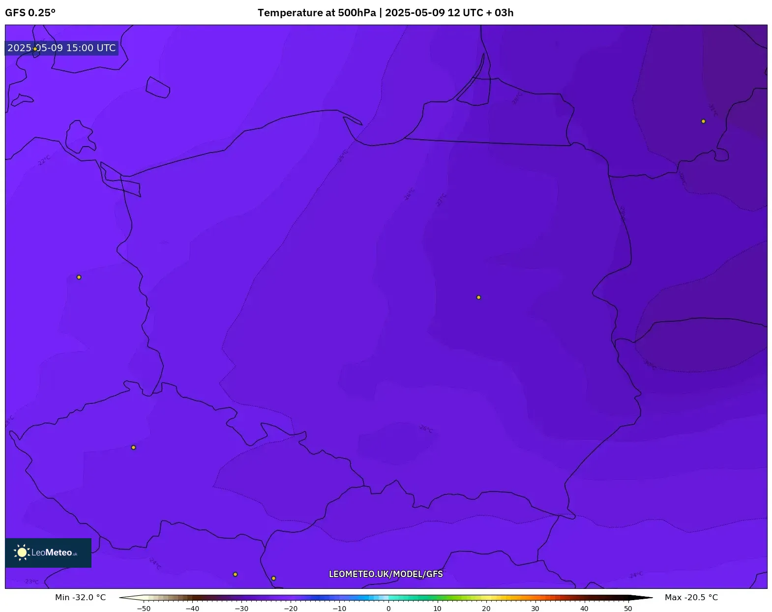 GFS - Poland, Temperature at 500hPa GFS - Poland, Temperature at 500hPa
