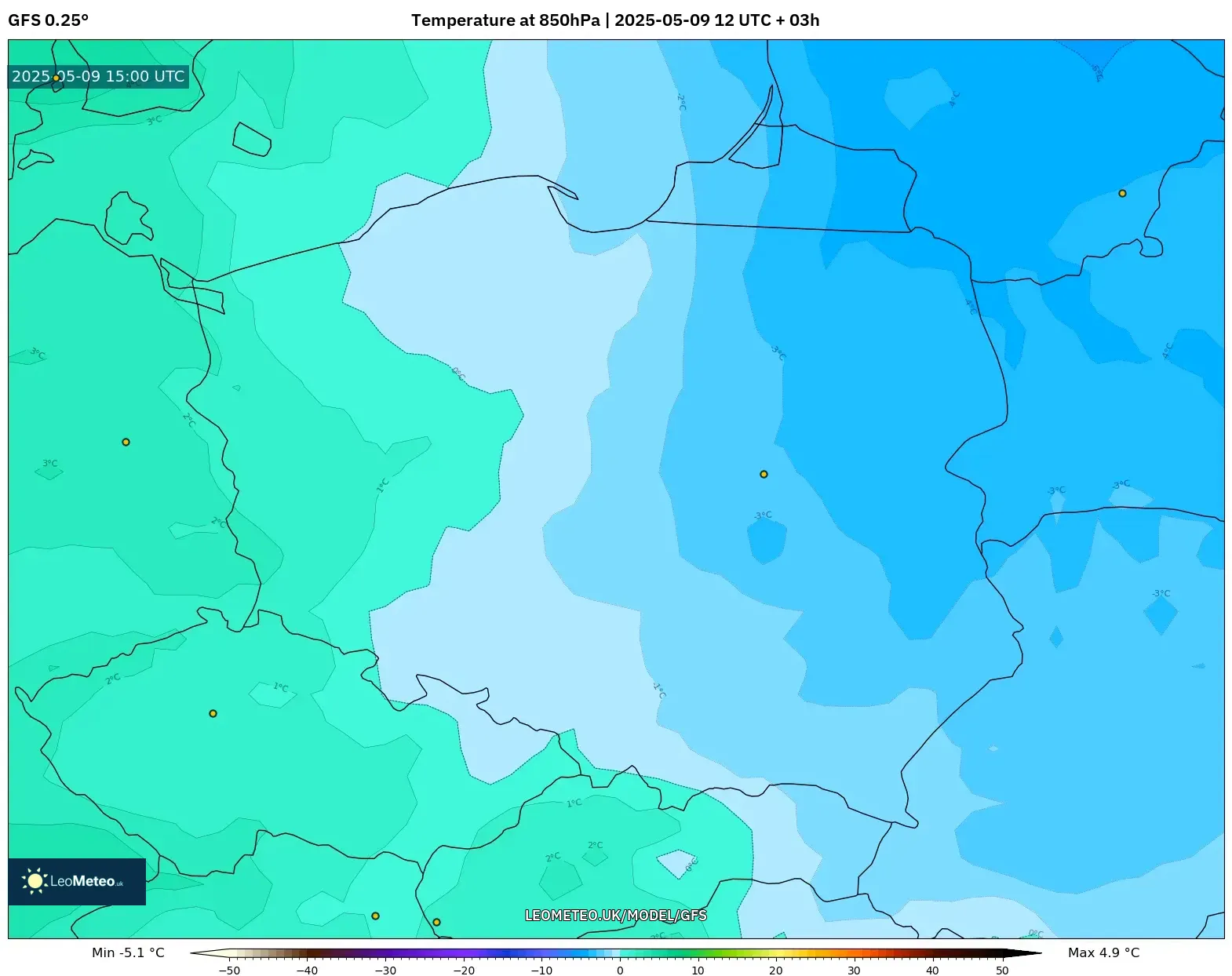GFS - Poland, Temperature at 850hPa GFS - Poland, Temperature at 850hPa