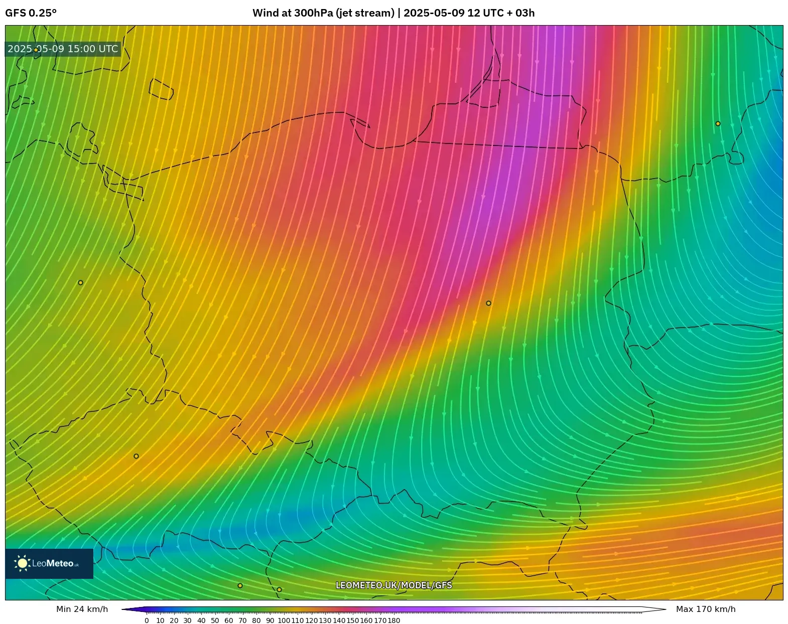 GFS - Poland, Wind at 300hPa (jet stream) GFS - Poland, Wind at 300hPa (jet stream)