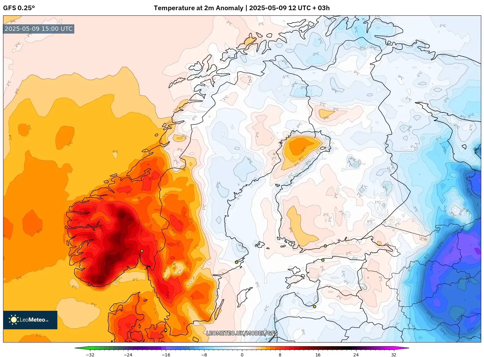 GFS - Scandinavia, Temperature at 2m Anomaly GFS - Scandinavia, Temperature at 2m Anomaly