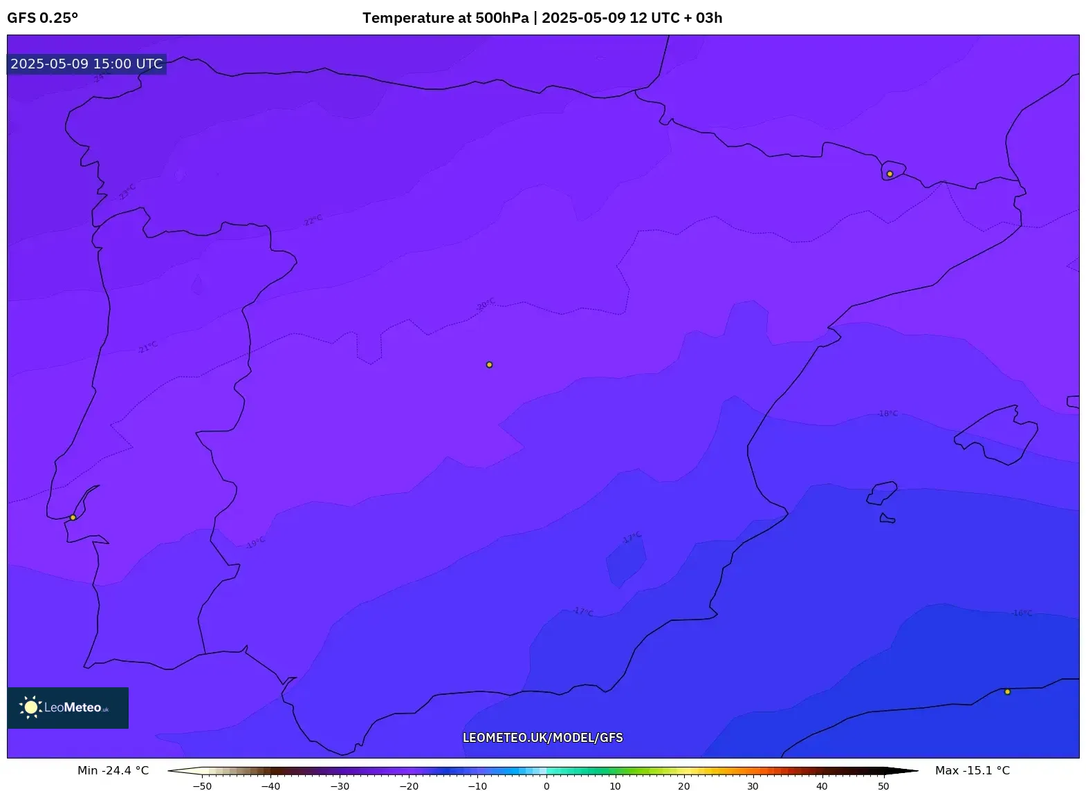 GFS - Spain, Temperature at 500hPa GFS - Spain, Temperature at 500hPa