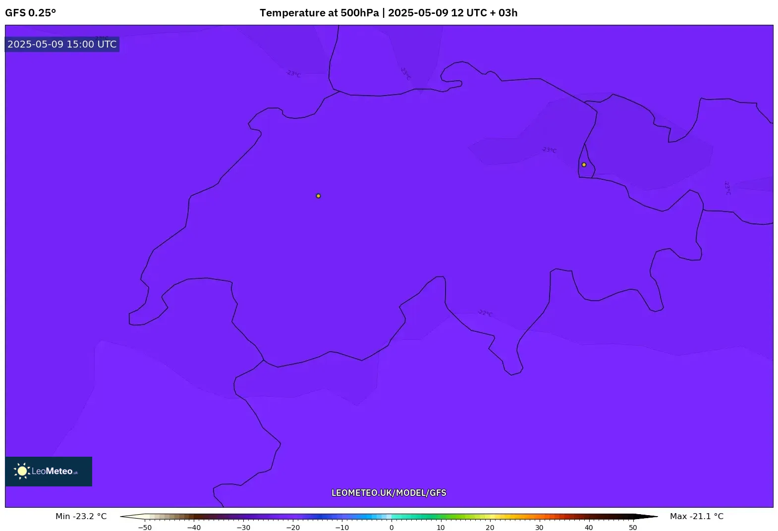 GFS - Switzerland, Temperature at 500hPa GFS - Switzerland, Temperature at 500hPa