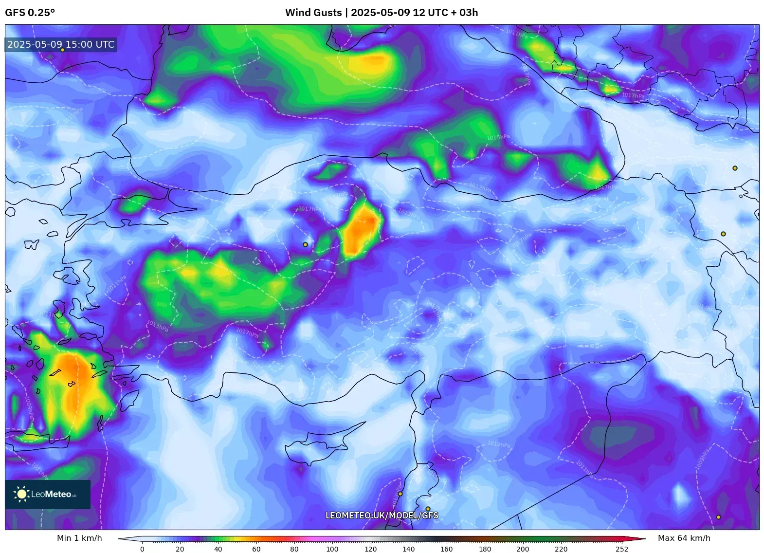 GFS - Turkey, Wind Gusts GFS - Turkey, Wind Gusts