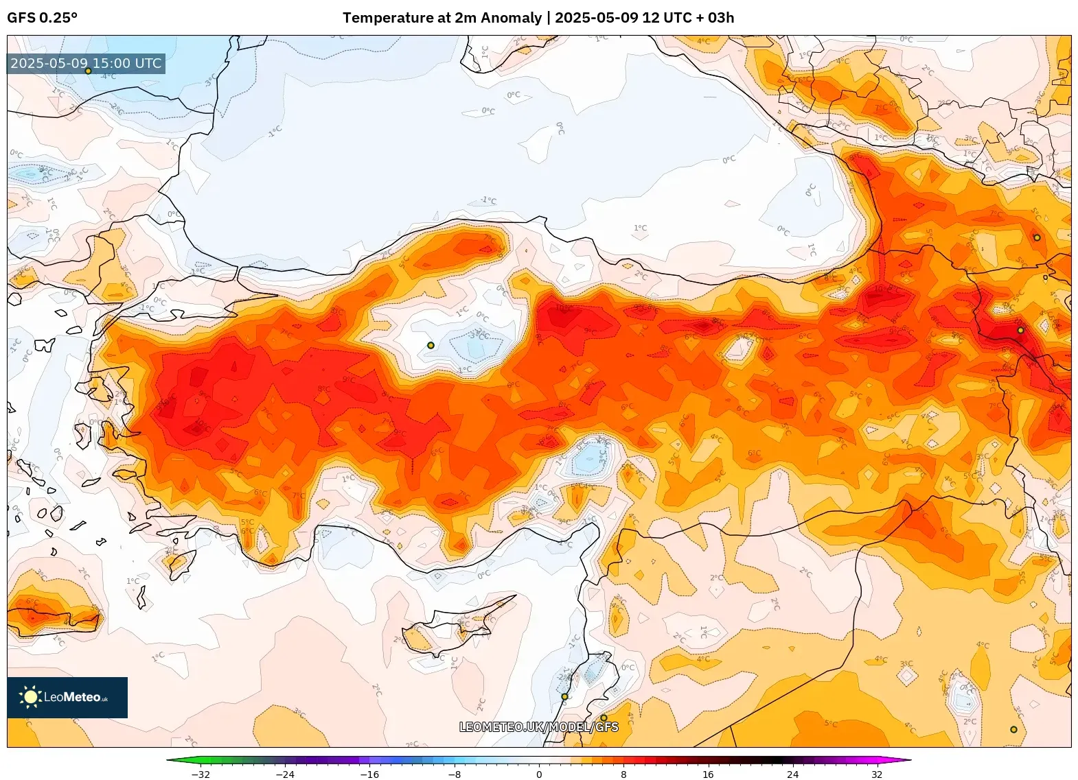 GFS - Turkey, Temperature at 2m Anomaly GFS - Turkey, Temperature at 2m Anomaly