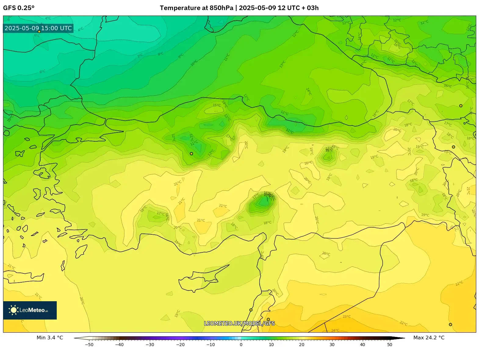 GFS - Turkey, Temperature at 850hPa GFS - Turkey, Temperature at 850hPa