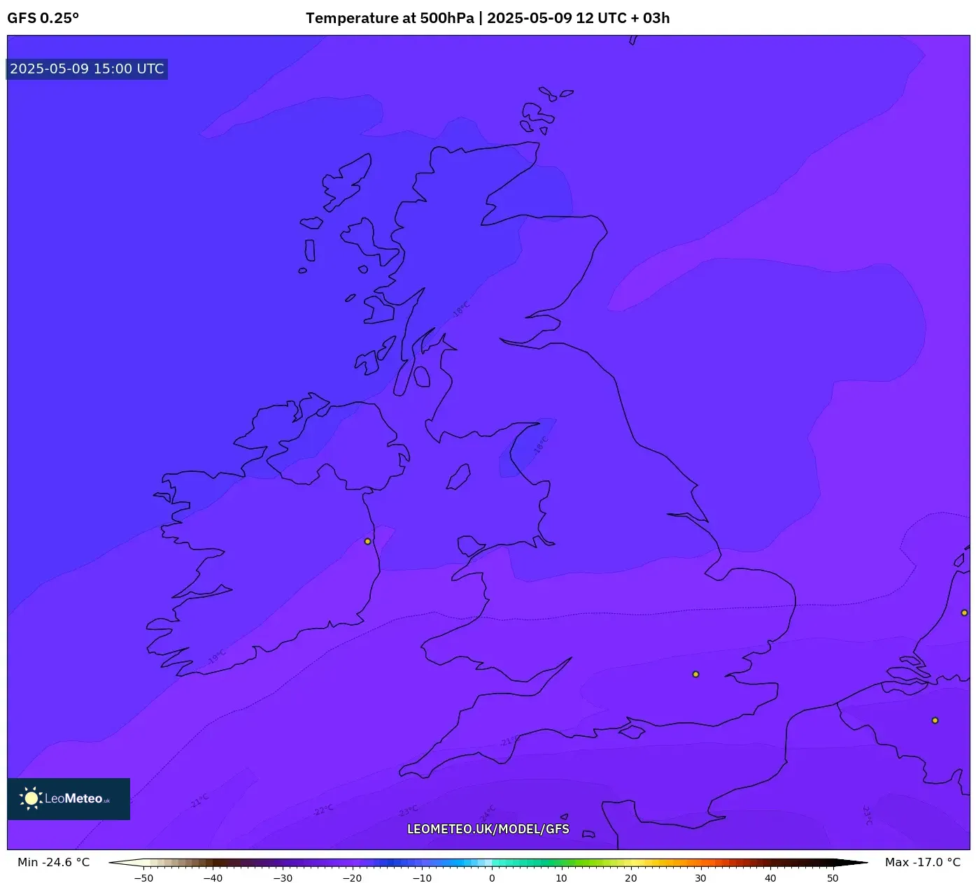 GFS - United Kingdom, Temperature at 500hPa GFS - United Kingdom, Temperature at 500hPa