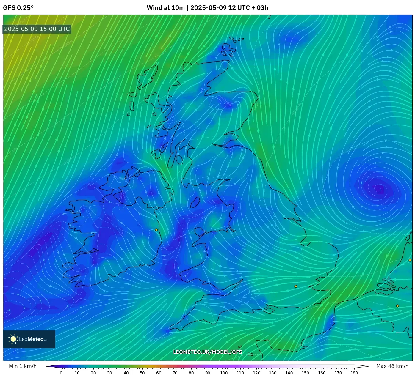 GFS - United Kingdom, Wind at 10m GFS - United Kingdom, Wind at 10m