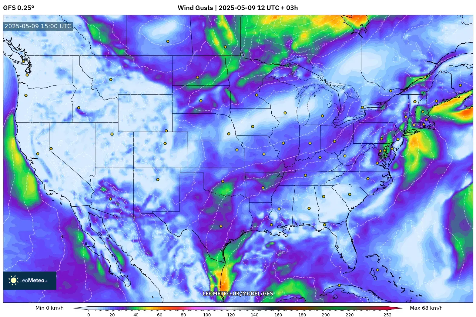 GFS - United States, Wind Gusts GFS - United States, Wind Gusts