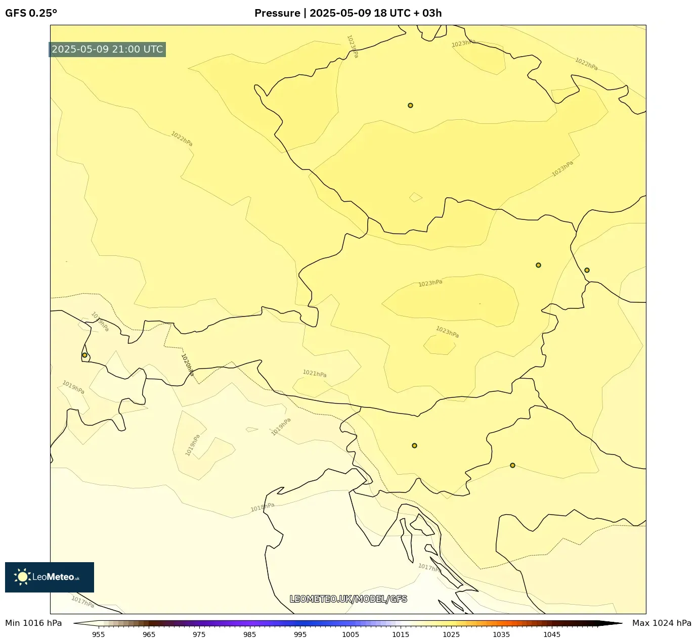 GFS - Austria, Pressure GFS - Austria, Pressure
