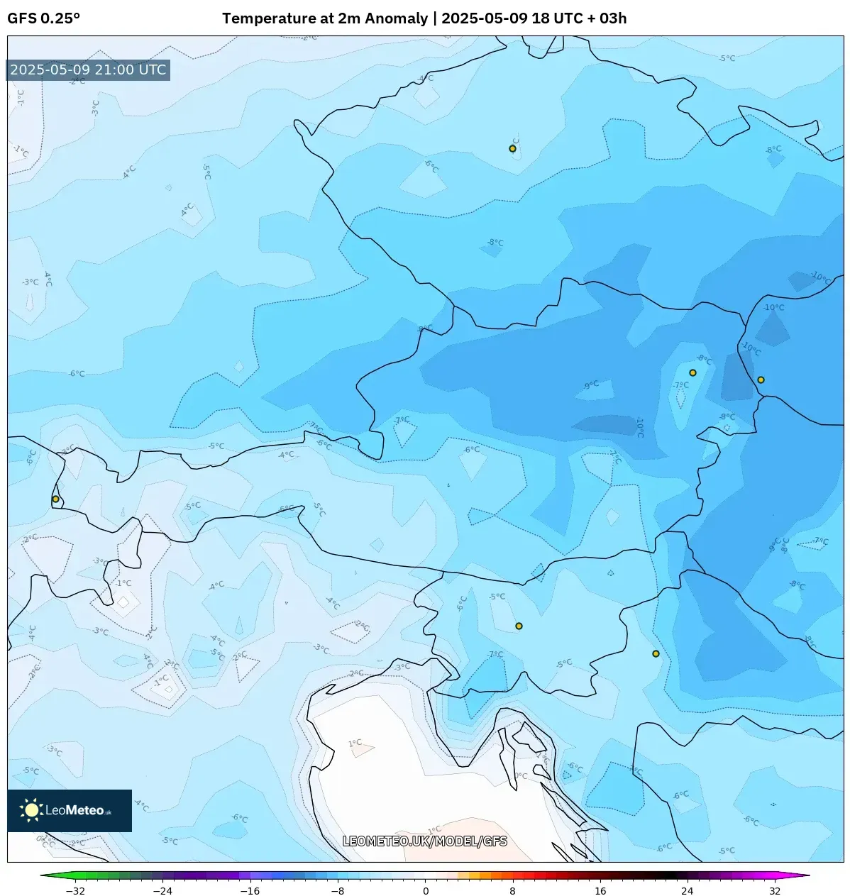 GFS - Austria, Temperature at 2m Anomaly GFS - Austria, Temperature at 2m Anomaly