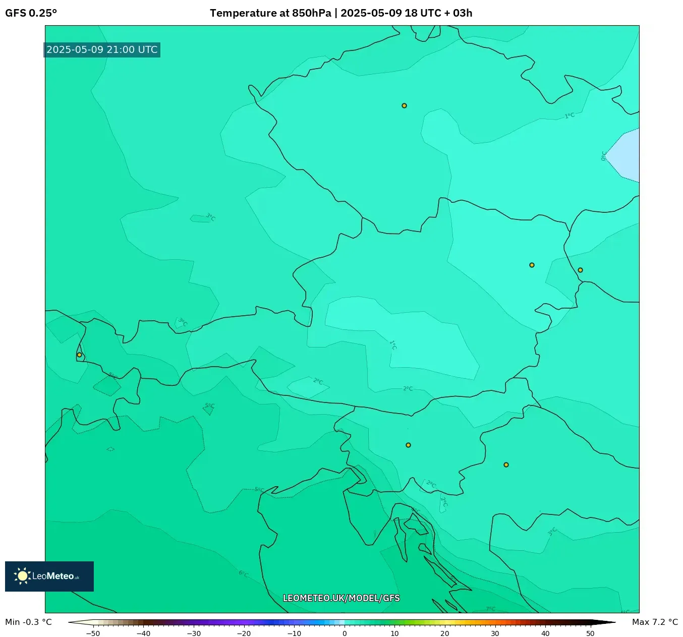 GFS - Austria, Temperature at 850hPa GFS - Austria, Temperature at 850hPa