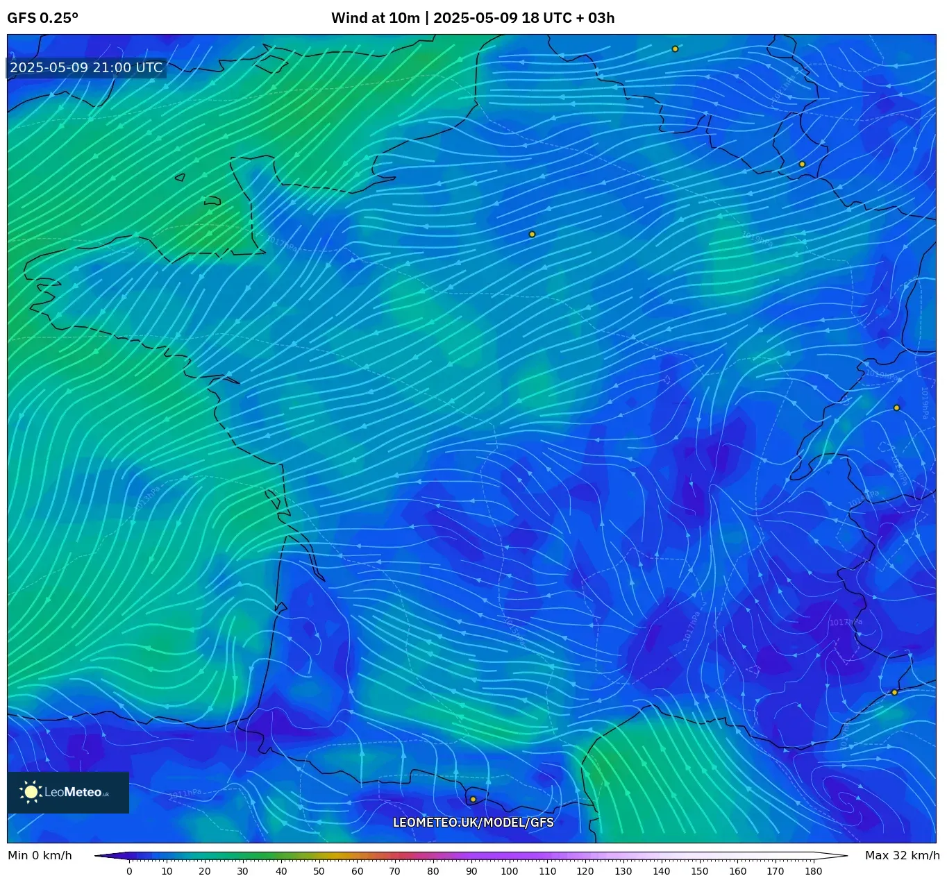GFS - France, Wind at 10m GFS - France, Wind at 10m