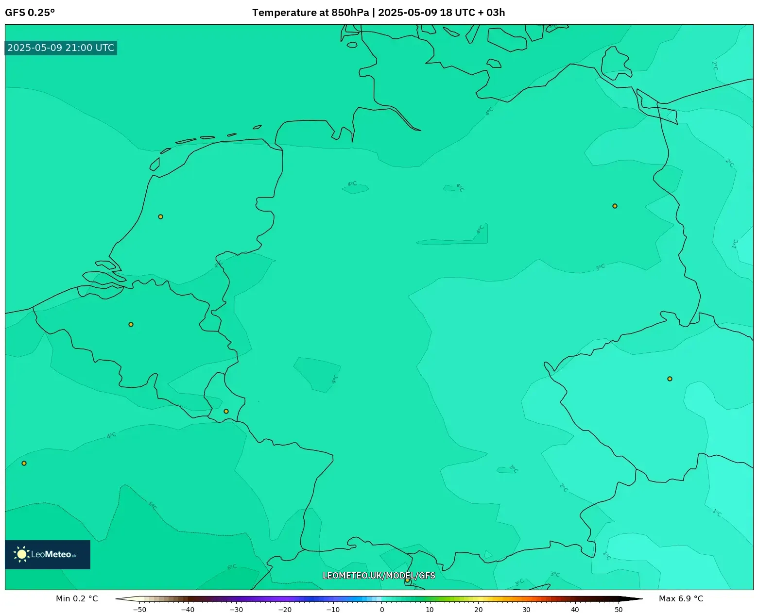 GFS - Germany, Temperature at 850hPa GFS - Germany, Temperature at 850hPa