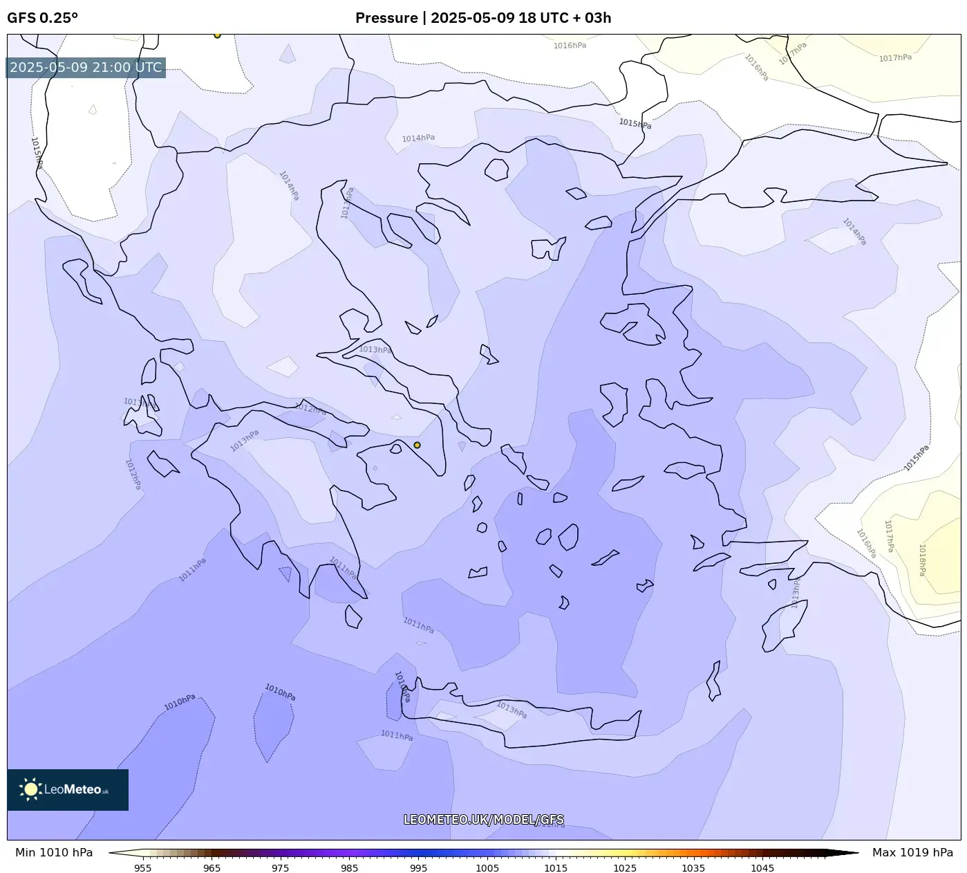 GFS - Greece, Pressure GFS - Greece, Pressure