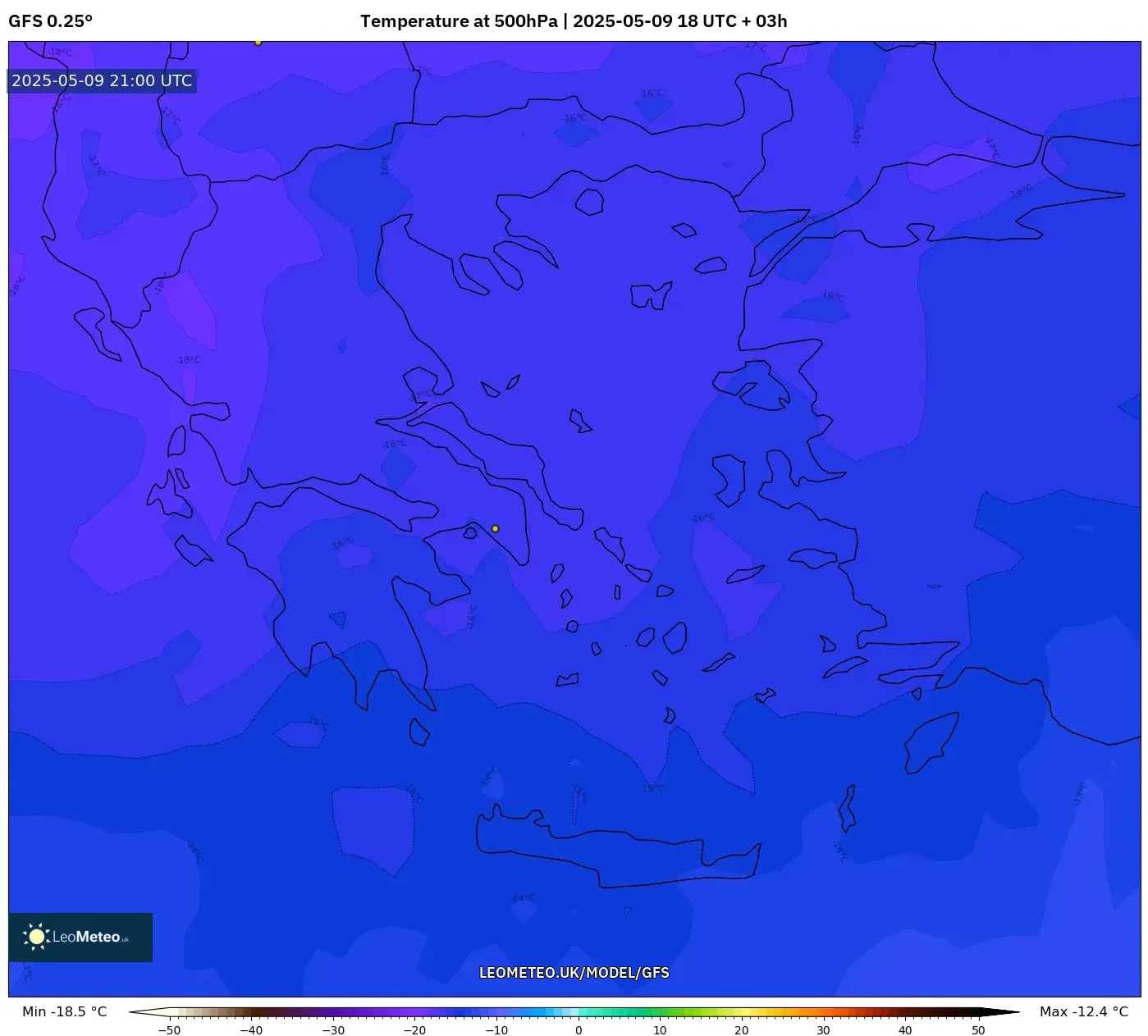 GFS - Greece, Temperature at 500hPa GFS - Greece, Temperature at 500hPa