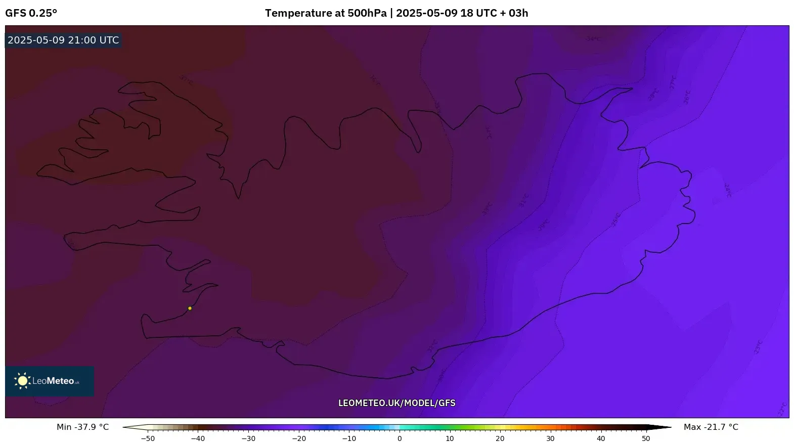 GFS - Iceland, Temperature at 500hPa GFS - Iceland, Temperature at 500hPa