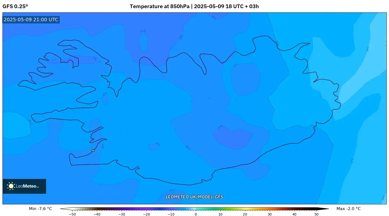 GFS - Iceland, Temperature at 850hPa GFS - Iceland, Temperature at 850hPa
