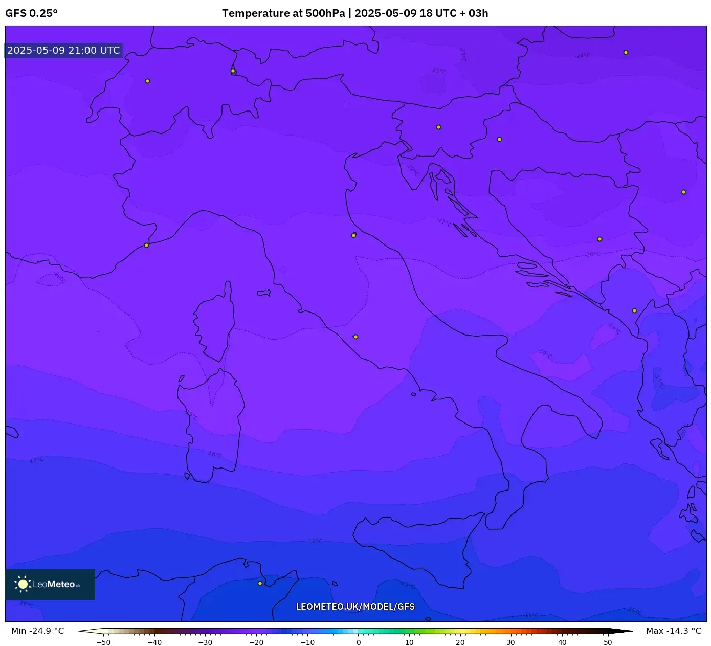 GFS - Italy, Temperature at 500hPa GFS - Italy, Temperature at 500hPa