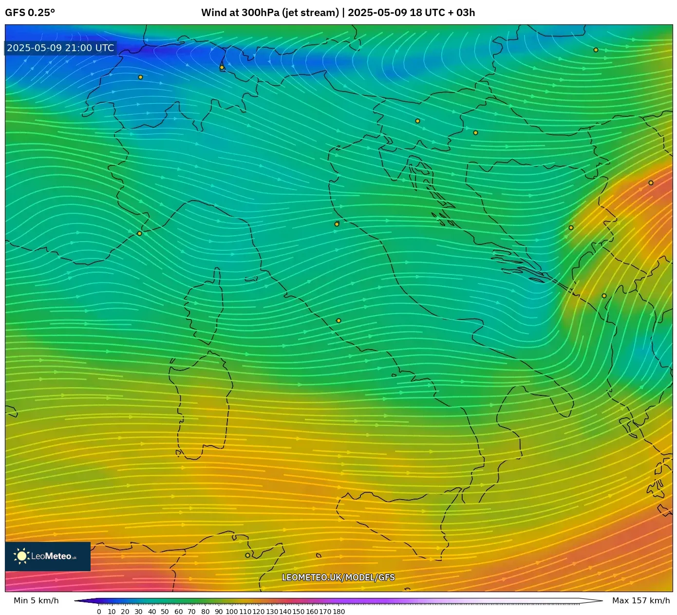 GFS - Italy, Wind at 300hPa (jet stream) GFS - Italy, Wind at 300hPa (jet stream)