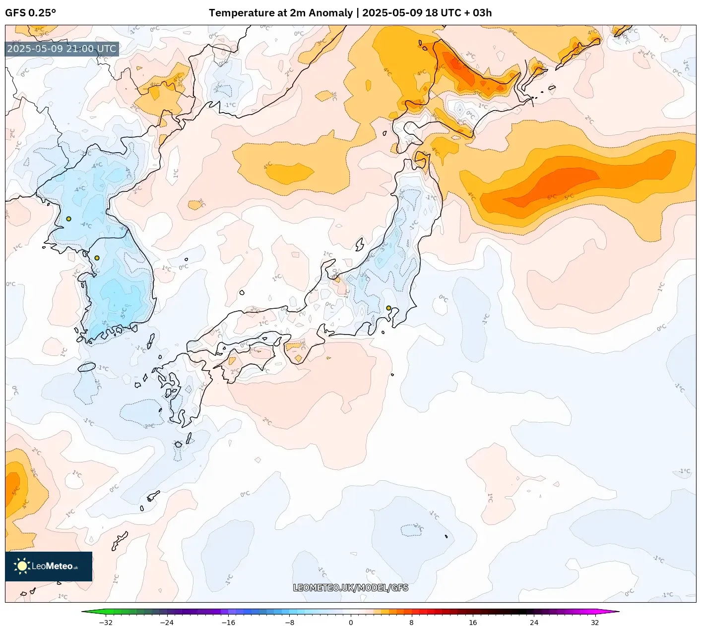GFS - Japan, Temperature at 2m Anomaly GFS - Japan, Temperature at 2m Anomaly