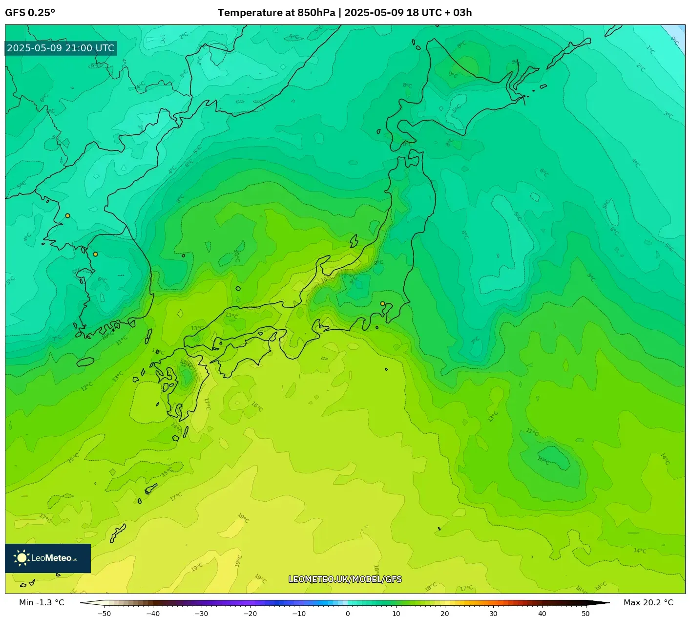 GFS - Japan, Temperature at 850hPa GFS - Japan, Temperature at 850hPa