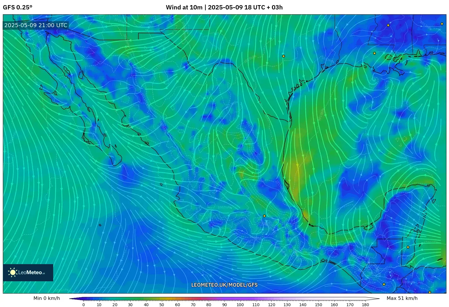 GFS - Mexico, Wind at 10m GFS - Mexico, Wind at 10m