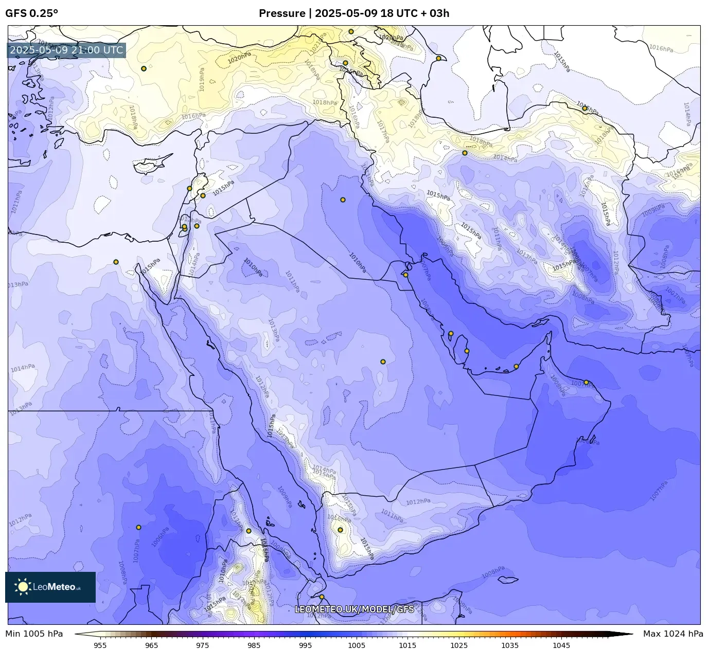 GFS - Middle East, Pressure GFS - Middle East, Pressure