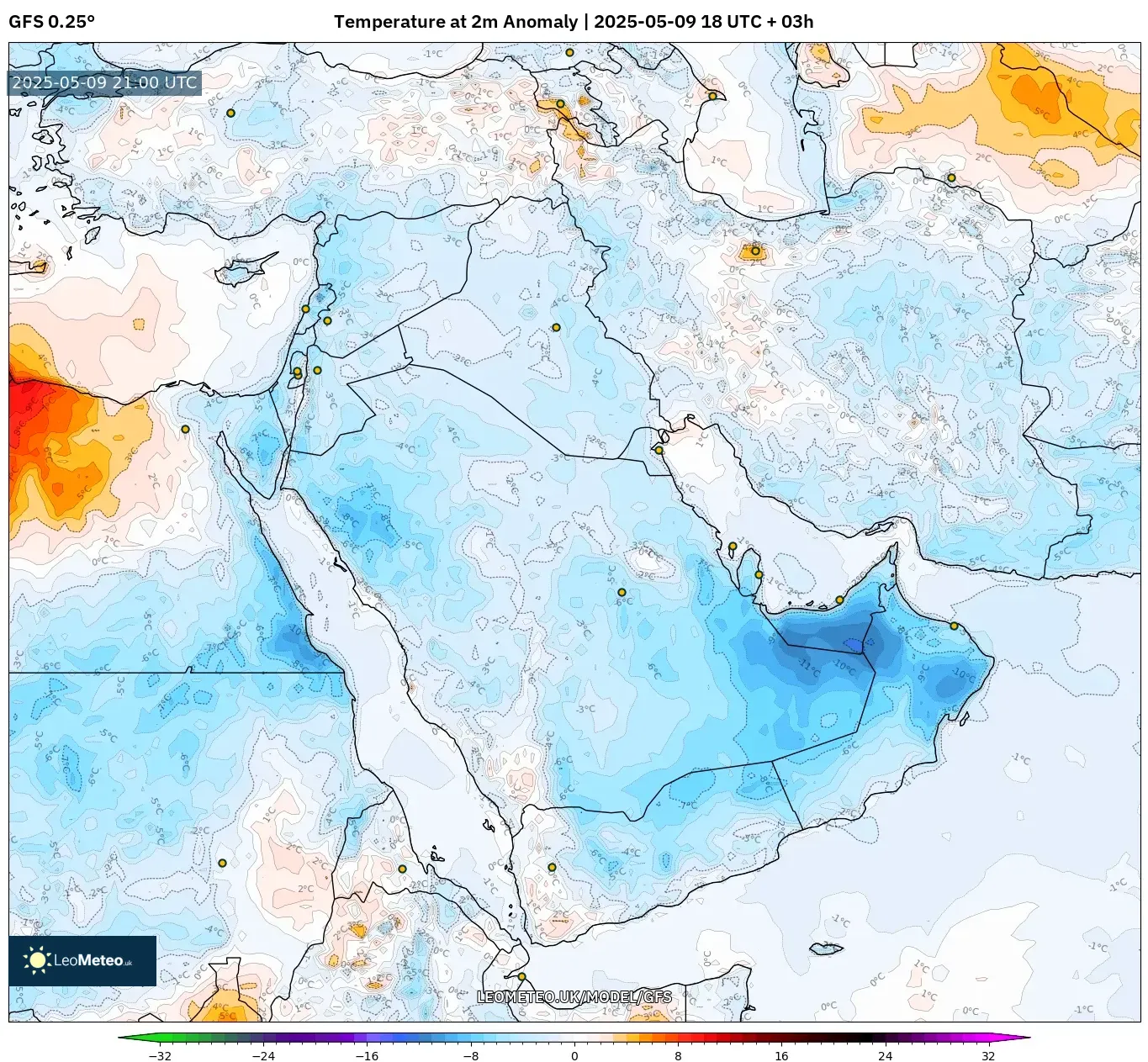 GFS - Middle East, Temperature at 2m Anomaly GFS - Middle East, Temperature at 2m Anomaly