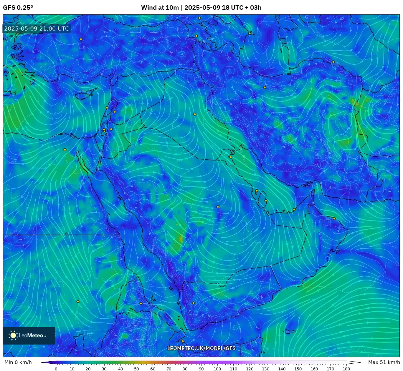 GFS - Middle East, Wind at 10m GFS - Middle East, Wind at 10m