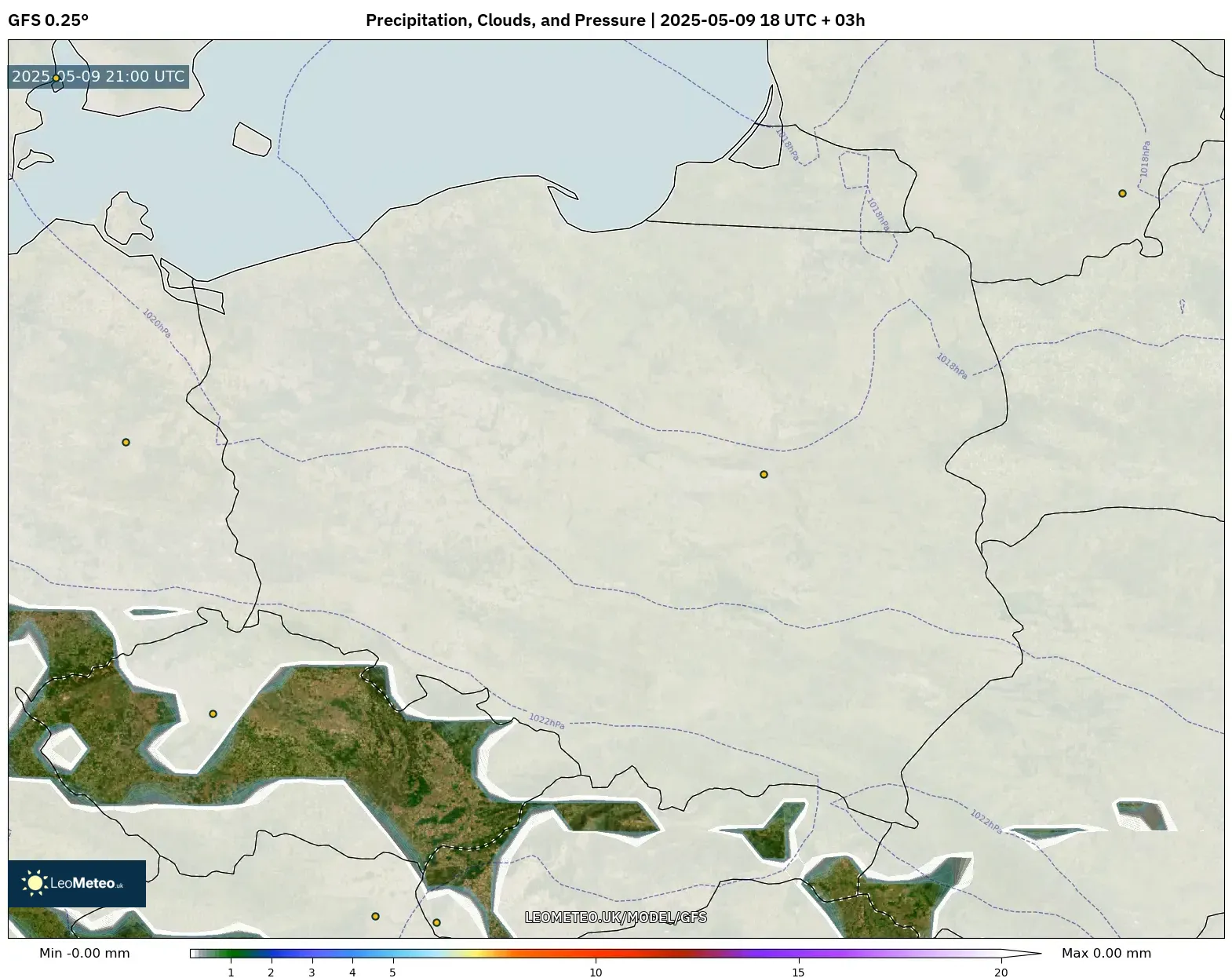 GFS - Poland, Precipitation, Clouds, and Pressure GFS - Poland, Precipitation, Clouds, and Pressure