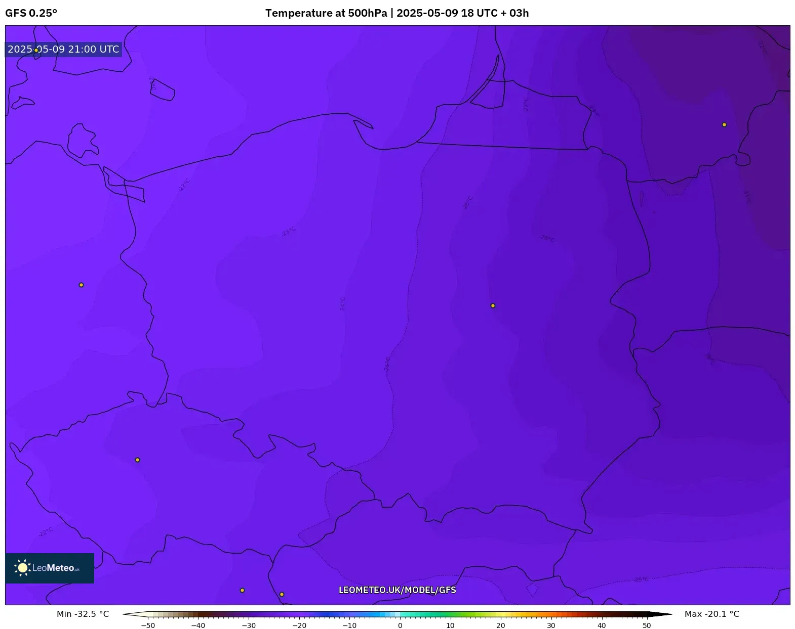 GFS - Poland, Temperature at 500hPa GFS - Poland, Temperature at 500hPa