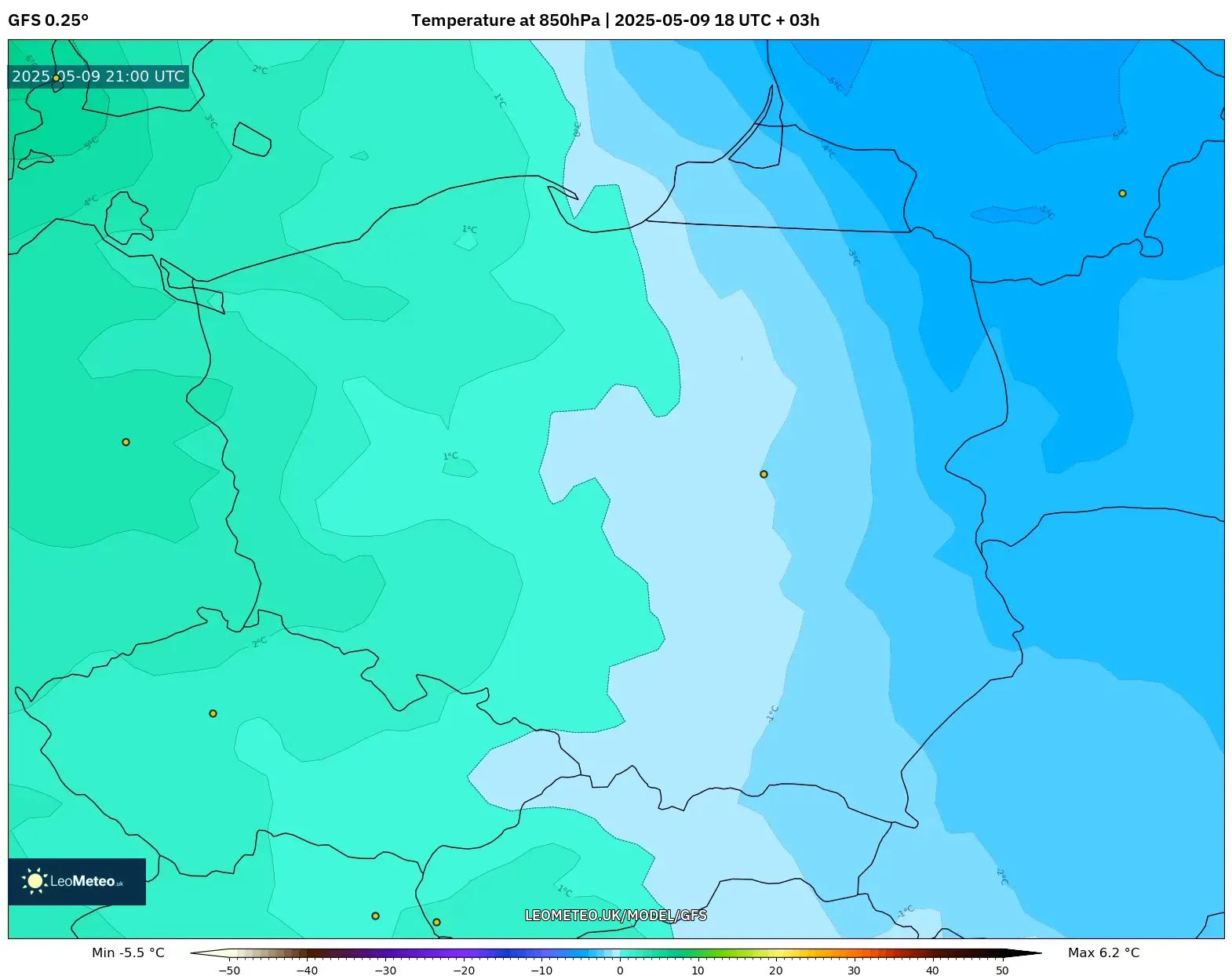 GFS - Poland, Temperature at 850hPa GFS - Poland, Temperature at 850hPa