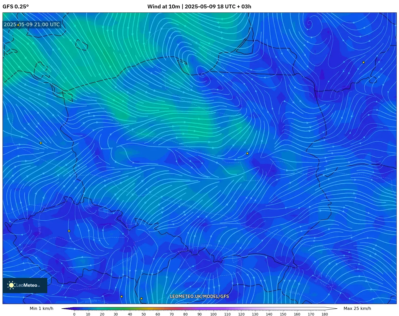 GFS - Poland, Wind at 10m GFS - Poland, Wind at 10m