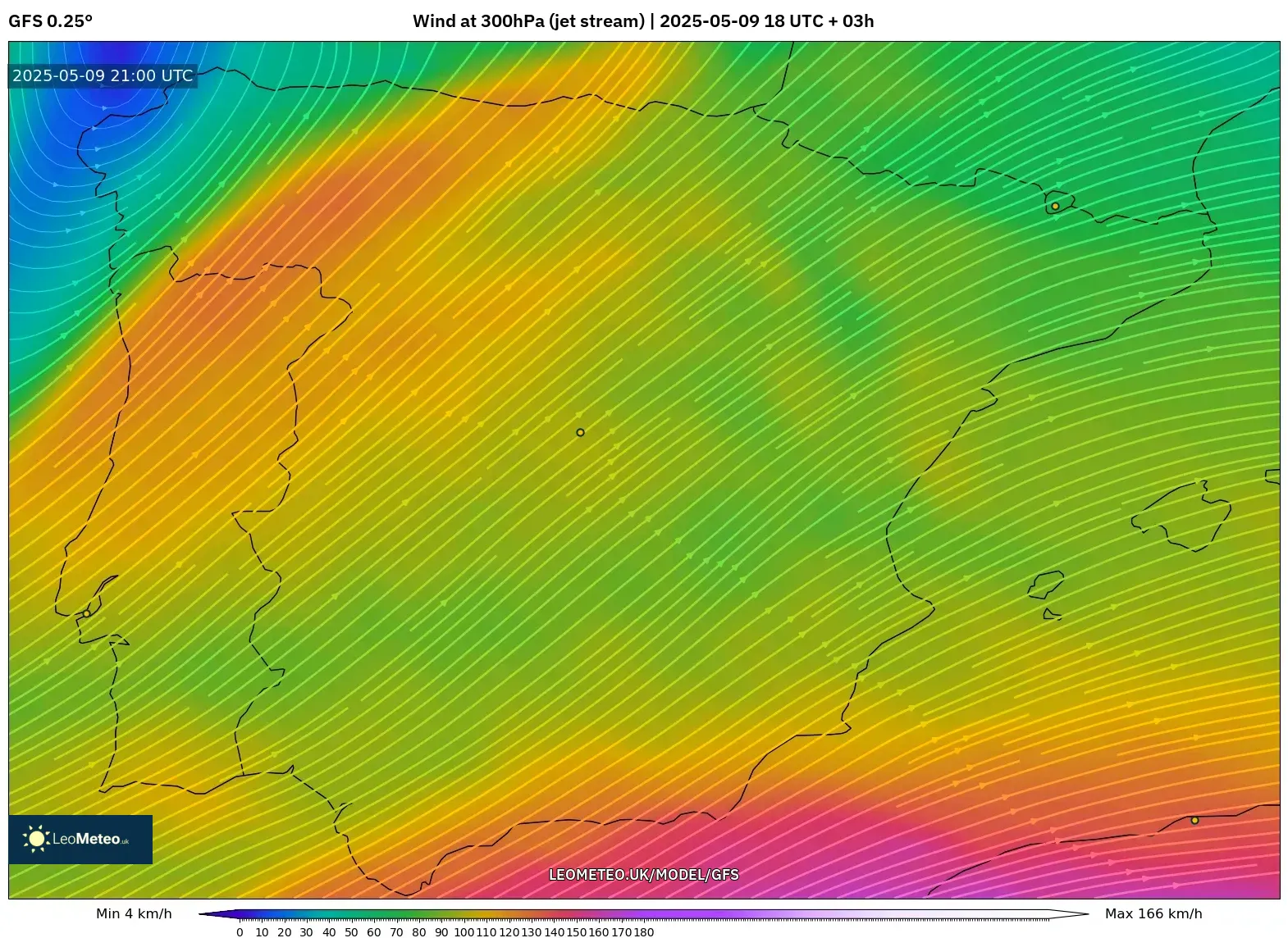 GFS - Spain, Wind at 300hPa (jet stream) GFS - Spain, Wind at 300hPa (jet stream)