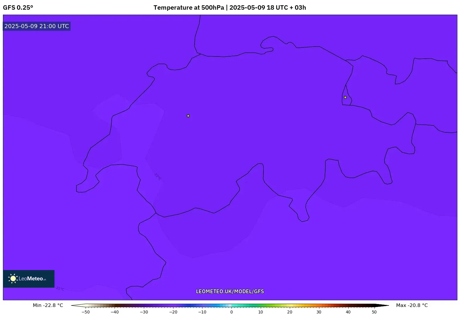 GFS - Switzerland, Temperature at 500hPa GFS - Switzerland, Temperature at 500hPa