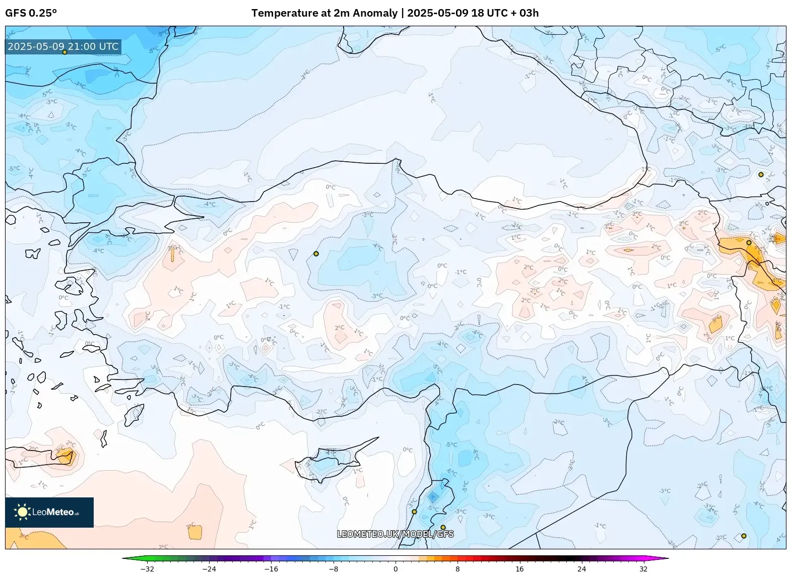 GFS - Turkey, Temperature at 2m Anomaly GFS - Turkey, Temperature at 2m Anomaly
