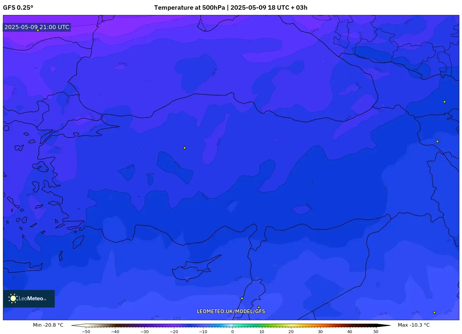 GFS - Turkey, Temperature at 500hPa GFS - Turkey, Temperature at 500hPa