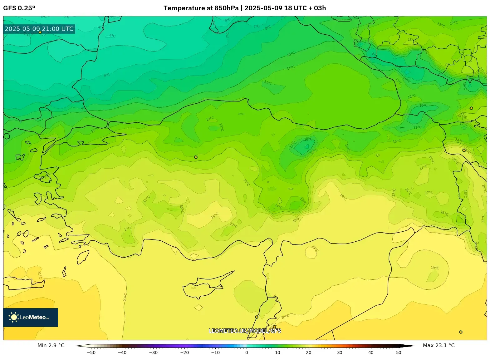 GFS - Turkey, Temperature at 850hPa GFS - Turkey, Temperature at 850hPa