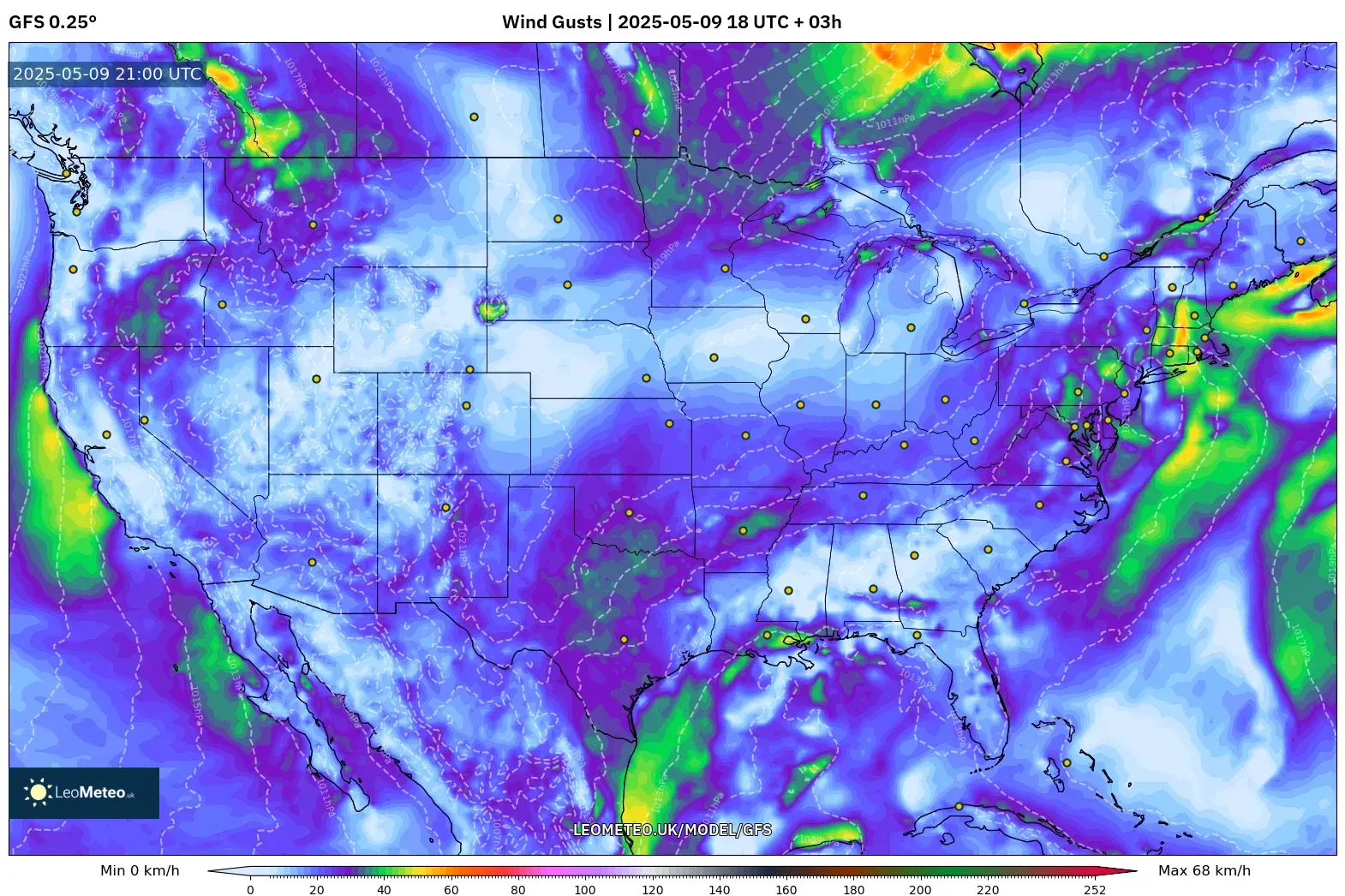 GFS - United States, Wind Gusts GFS - United States, Wind Gusts